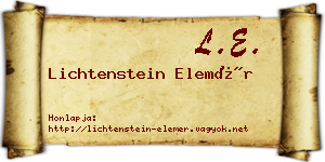 Lichtenstein Elemér névjegykártya